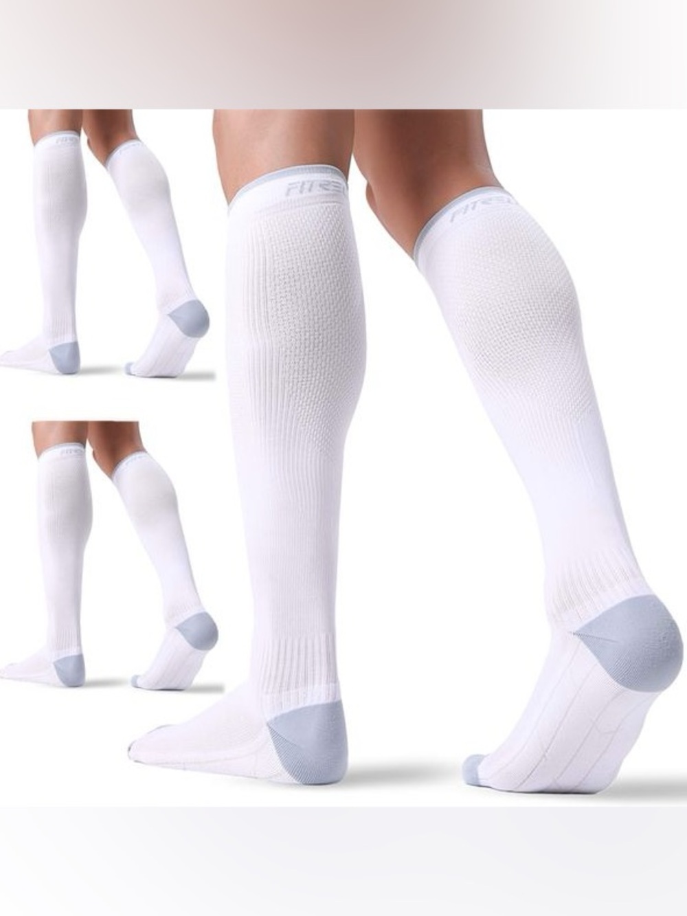 Fitrell Women’s White & Gray Compression Socks